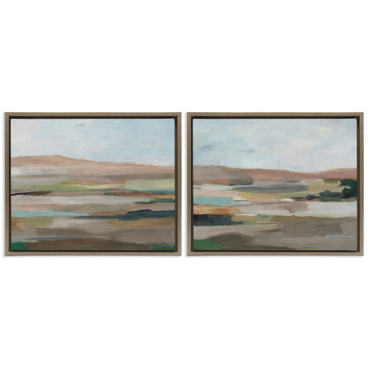 Stupell Industries Neutral Abstract Landscape 2 pc Framed Floater Canvas Wall Art Set Design by Ethan Harper